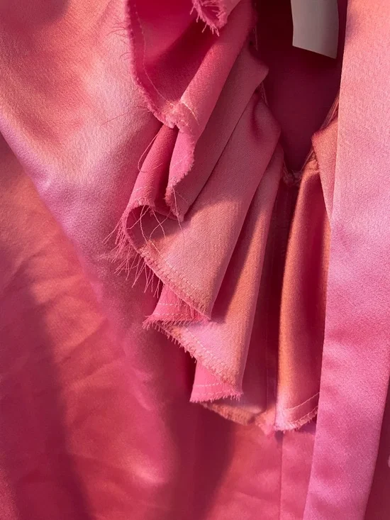 MSGM Pink Ruffled V-Neck Blouse - Picture 4 of 5